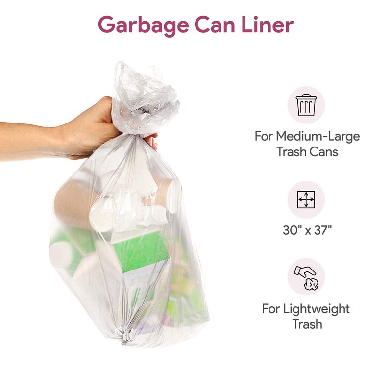 PROcure 20-30 Gallon Clear Garbage Can Liners, 50 Count - Medium - Large Trash Can Liners - High Density, Thin, Lightweight, 10 Microns - For Office, Home, Hospital, Wastebaskets - 2 Coreless Rolls - Image 3
